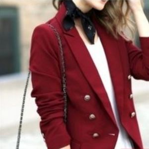 WHBM Deep Red Blazer/Jacket with military/nautical style decorative buttons